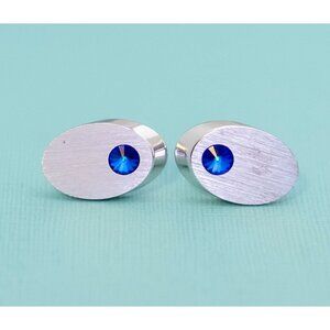 Vintage Oval Edwardian Blue Gem Cuff Links by Sarah Coventry - E7